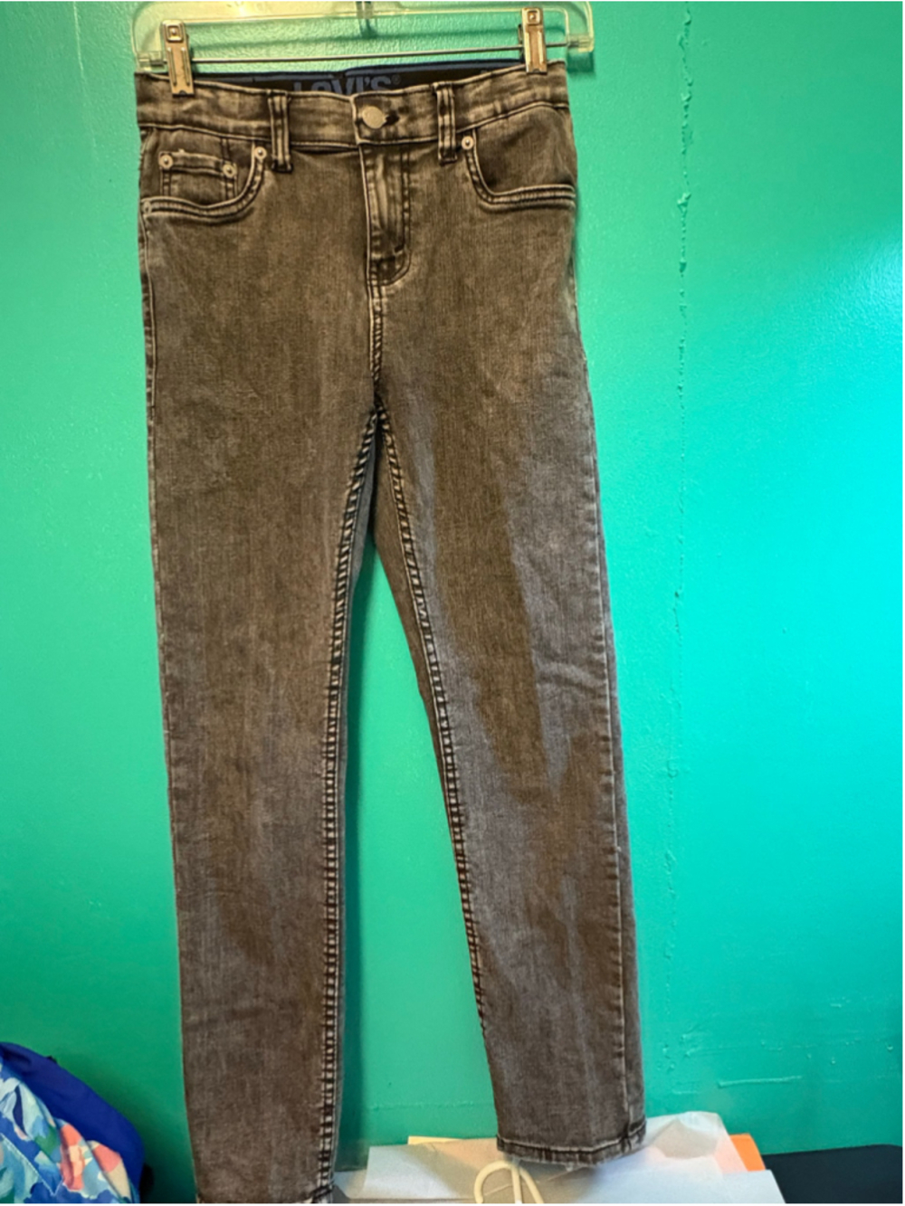 Boys Levi's 502 Jeans Size 14 Grey Black Wash